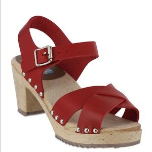NEW MIA Gertrude Swedish Clog Sandals Red